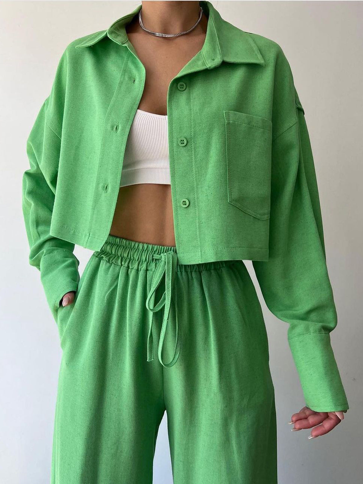 Collared Drawstring Set