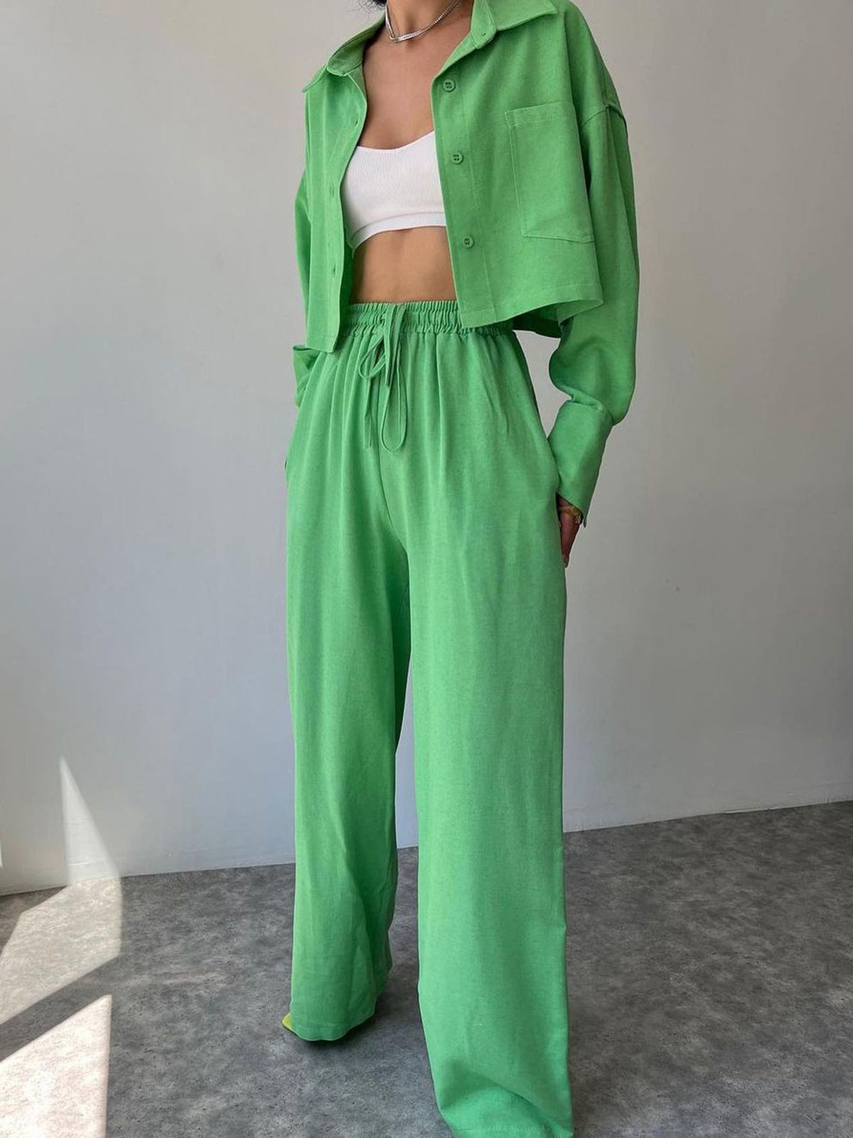 Collared Drawstring Set