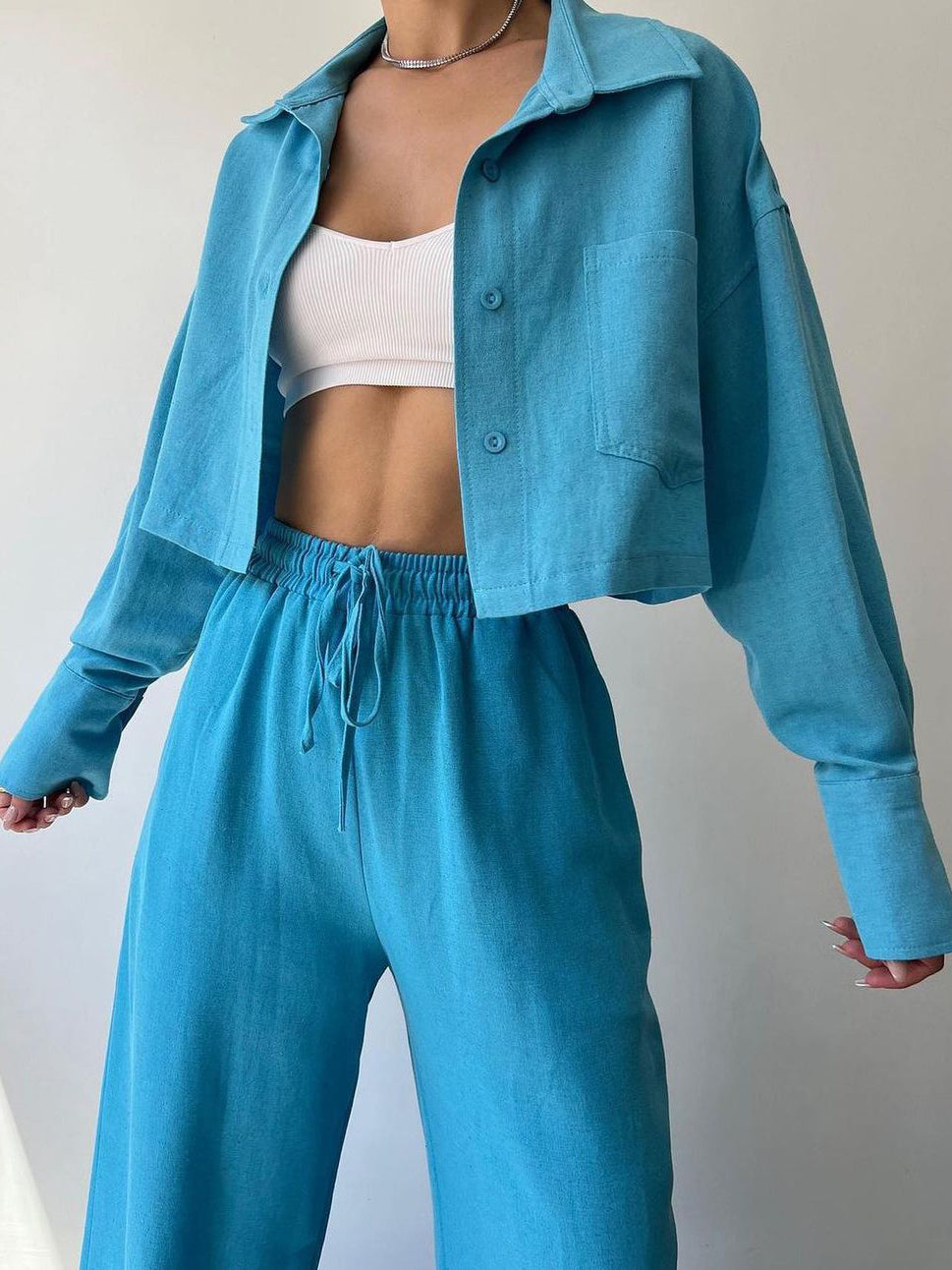 Collared Drawstring Set