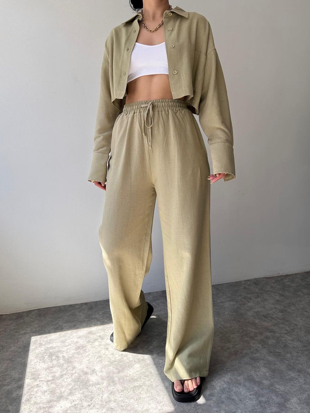 Collared Drawstring Set