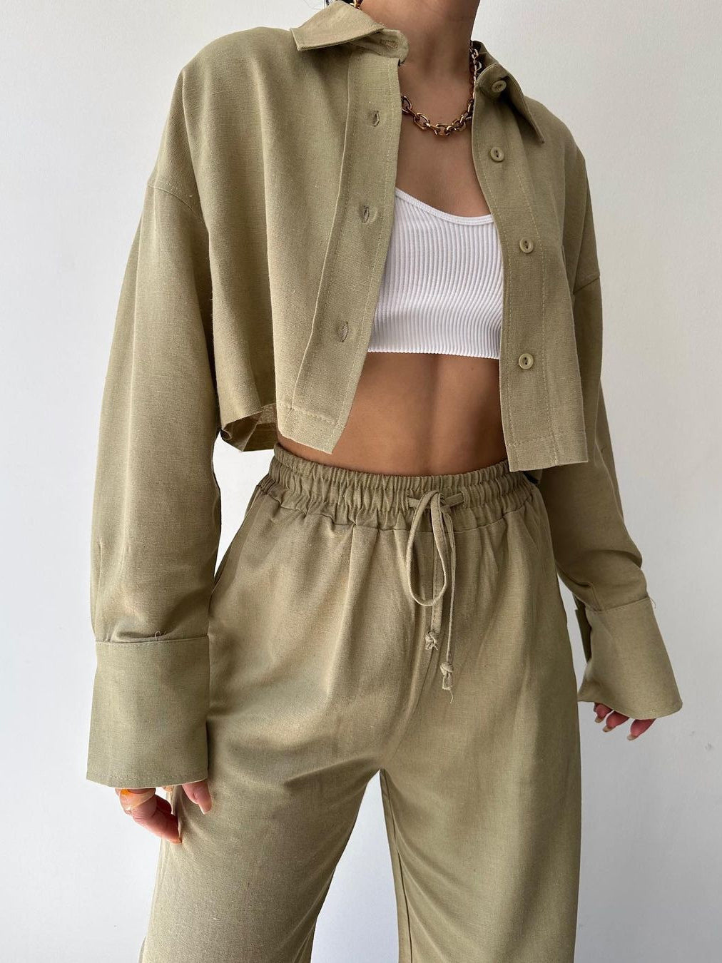 Collared Drawstring Set