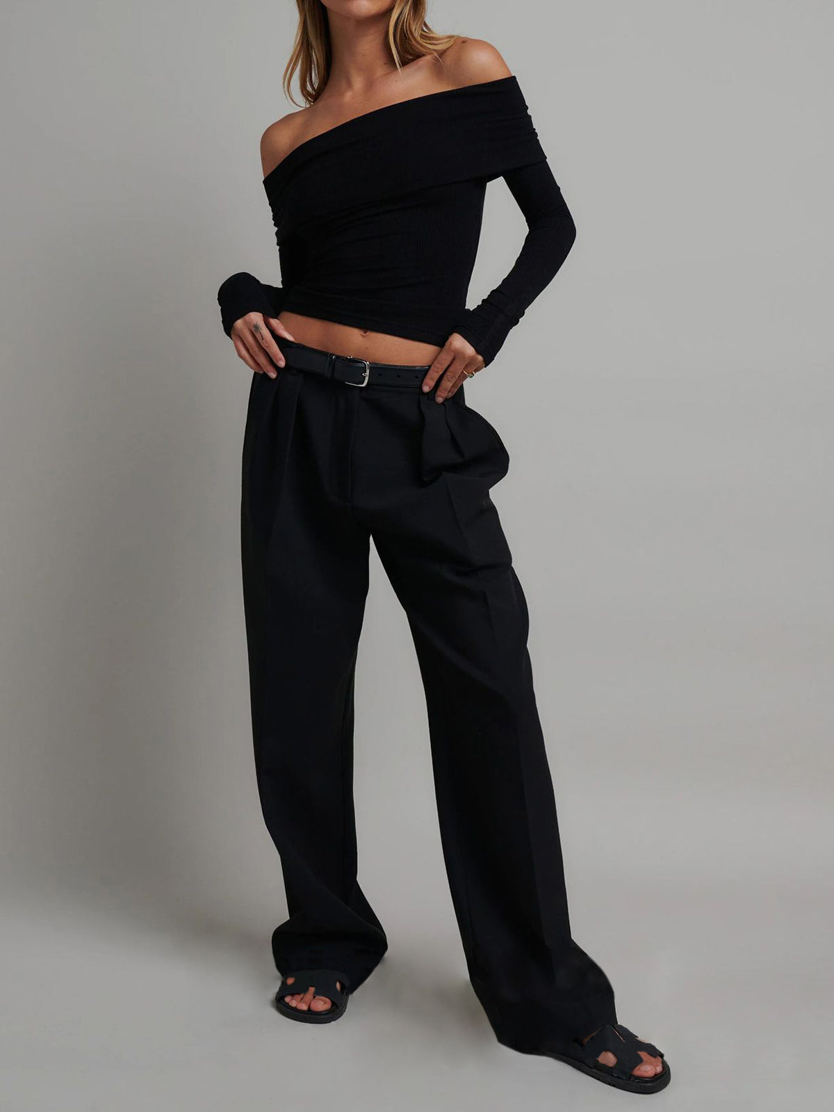Off Shoulder Crop Shirt