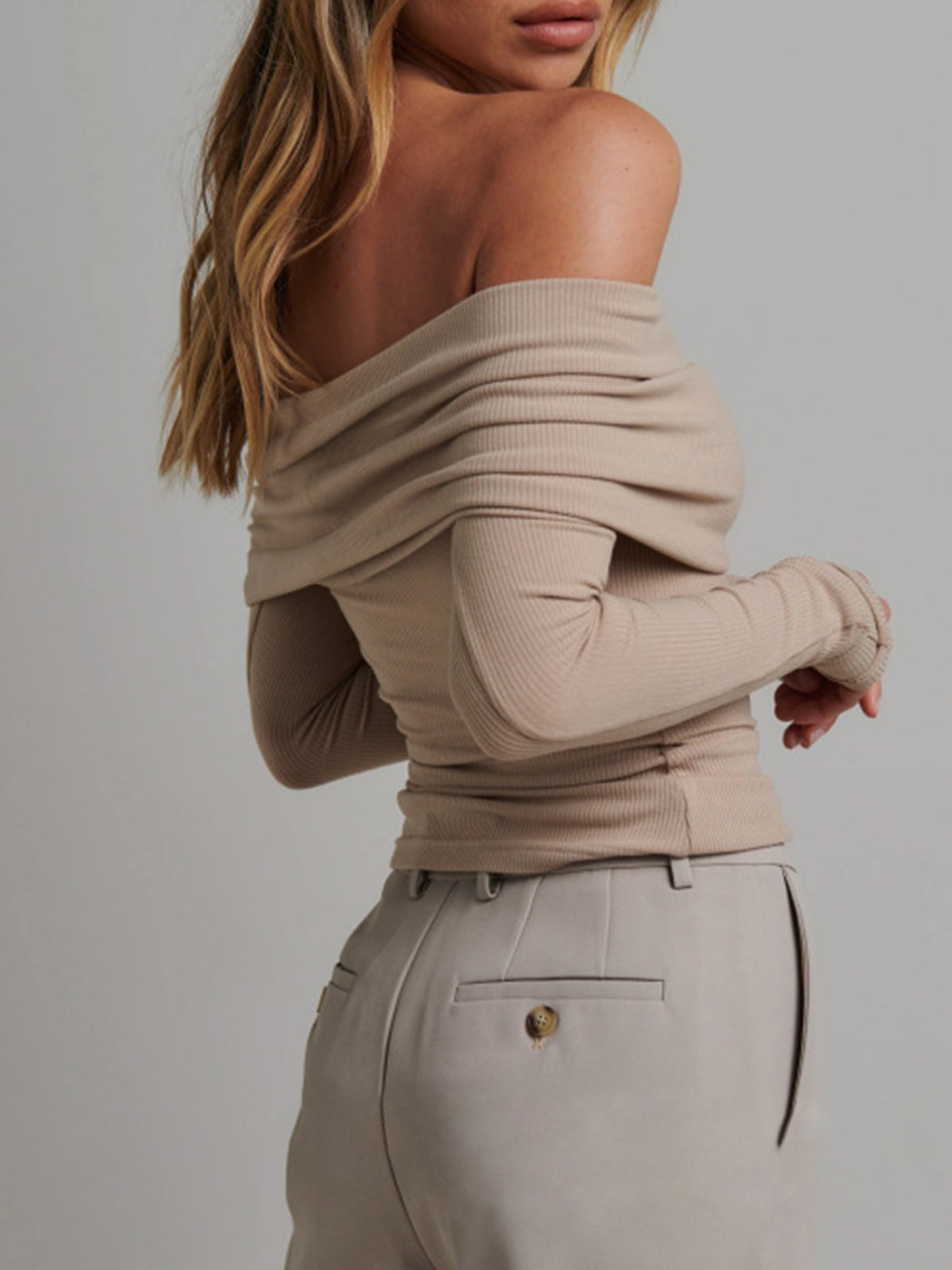 Off Shoulder Crop Shirt