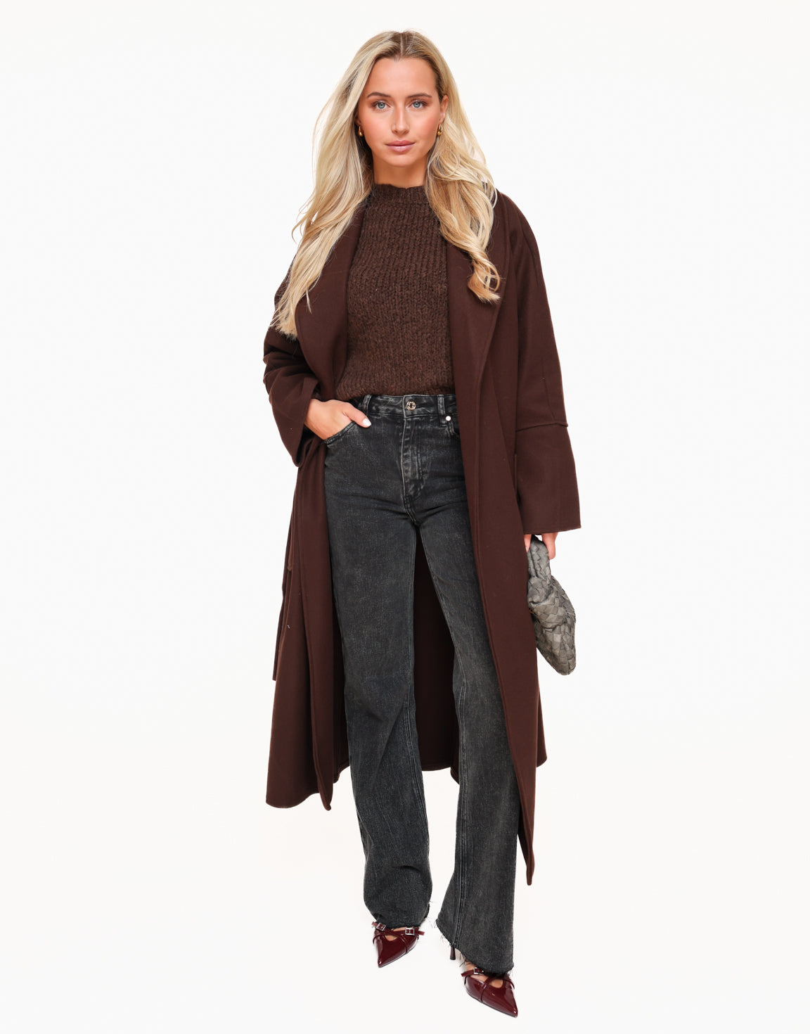 Dark Brown Oversized Long Thin Coat