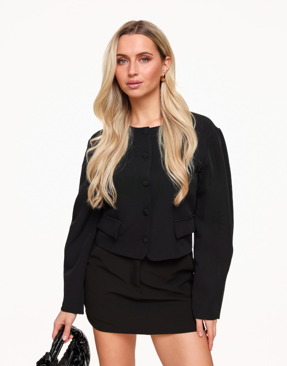 Short Button Jacket Black