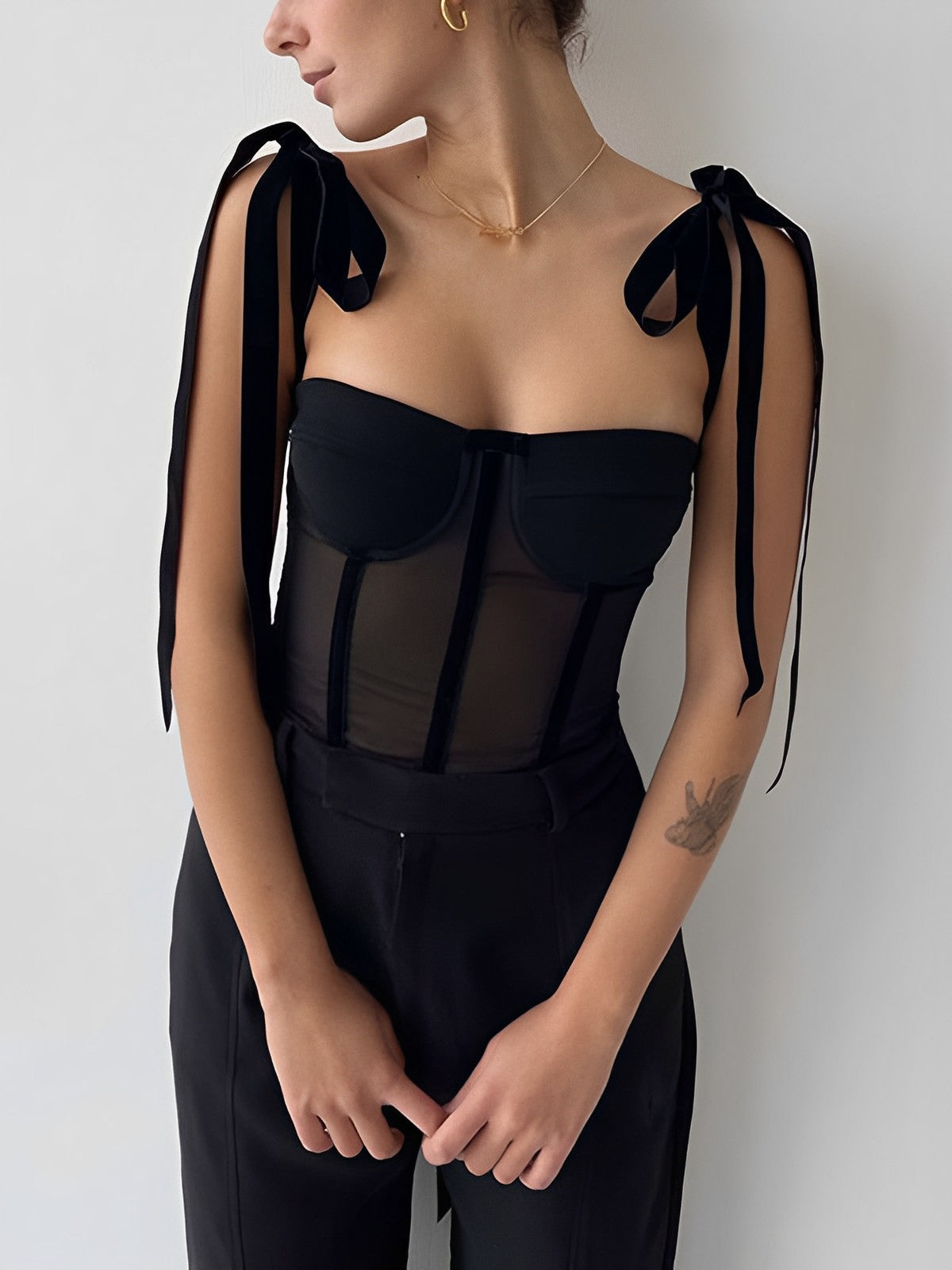 Tied Mesh Crop Top