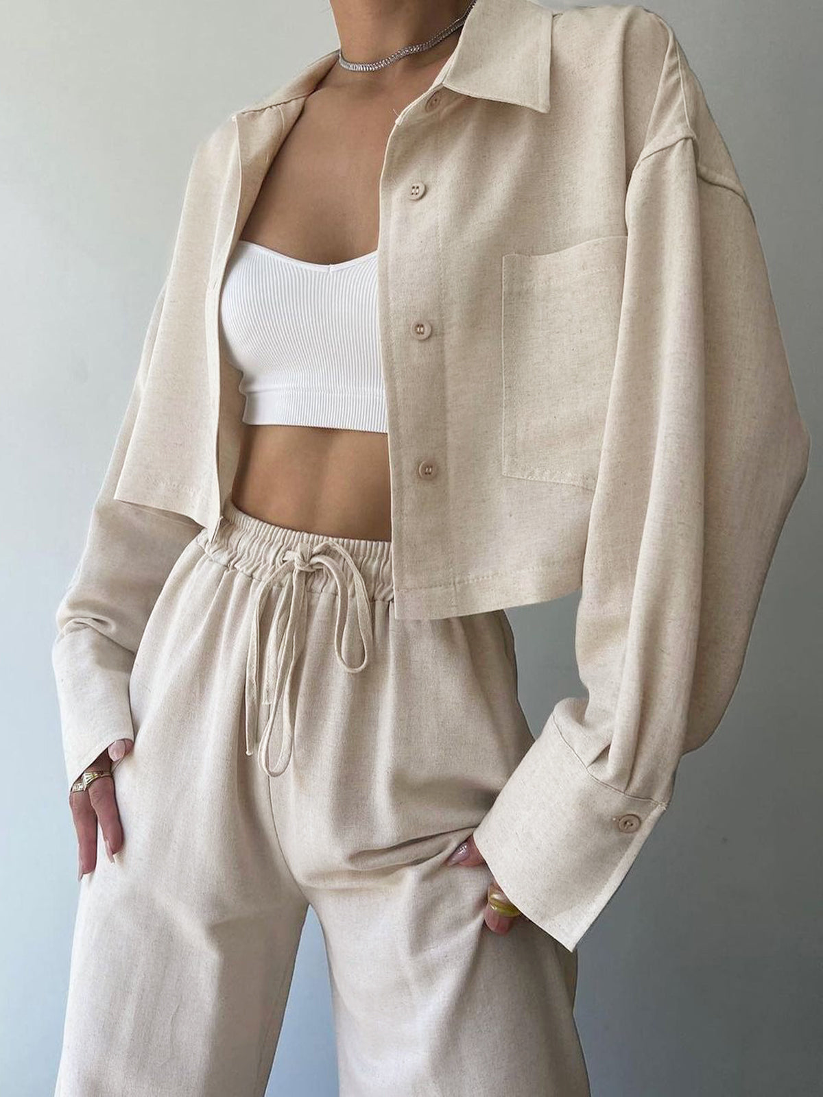 Collared Drawstring Set