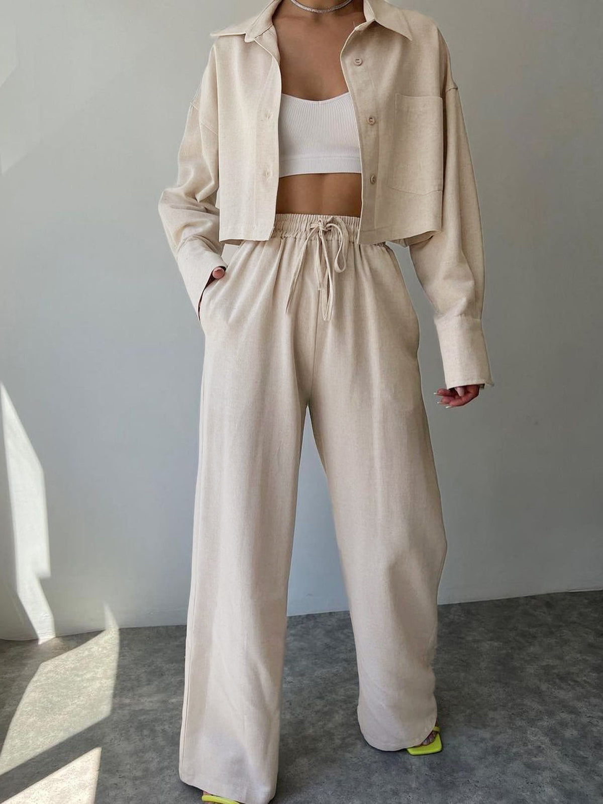 Collared Drawstring Set