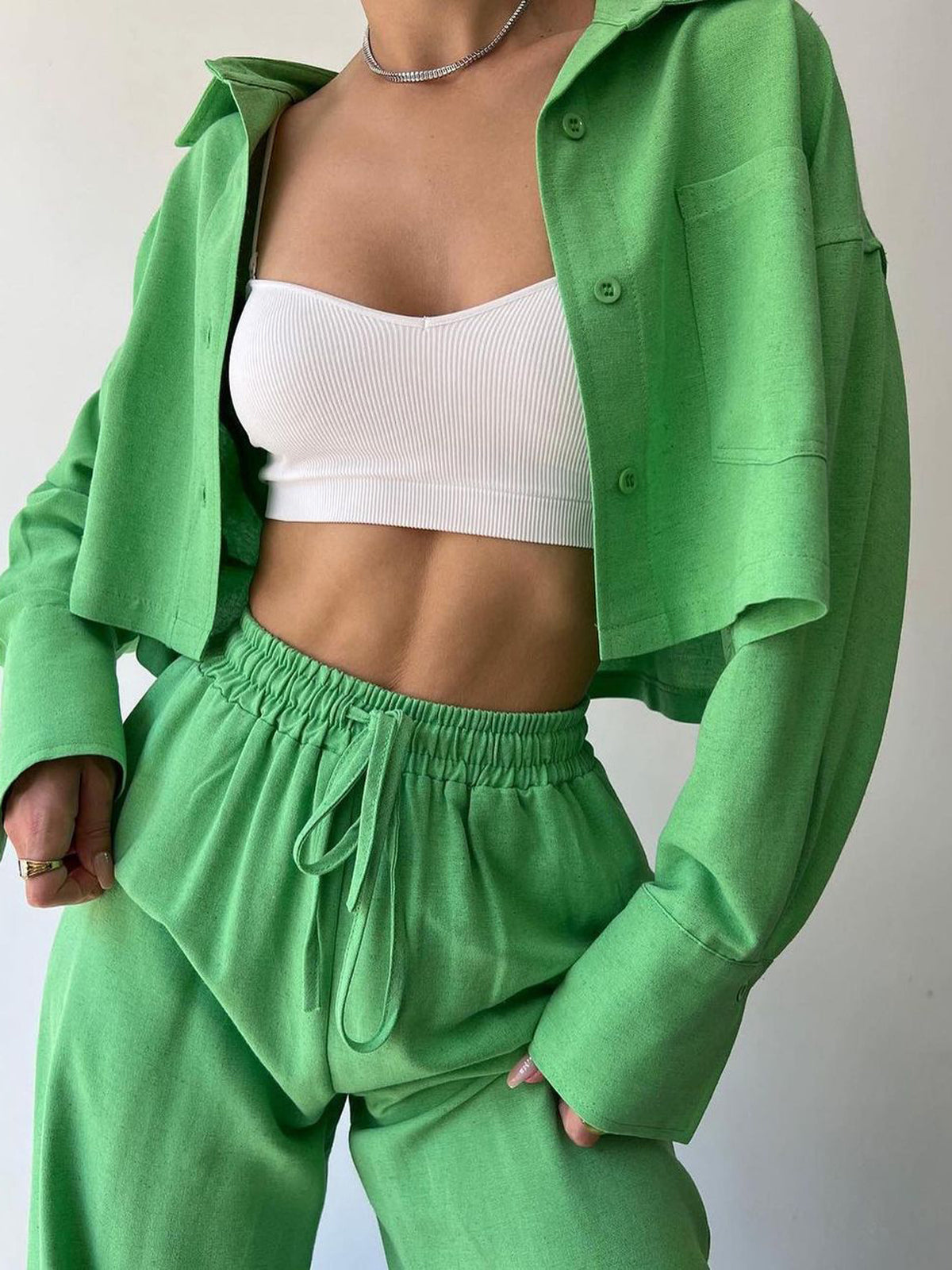 Collared Drawstring Set