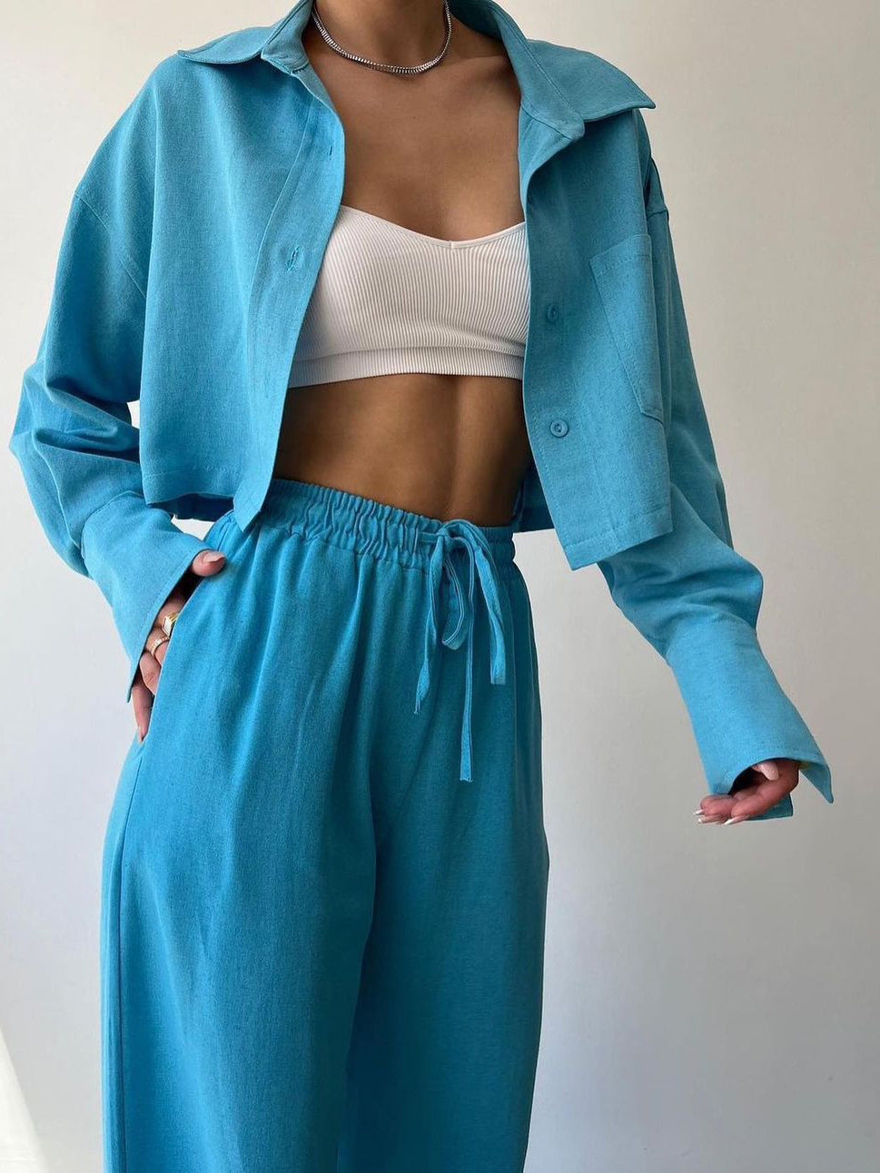 Collared Drawstring Set