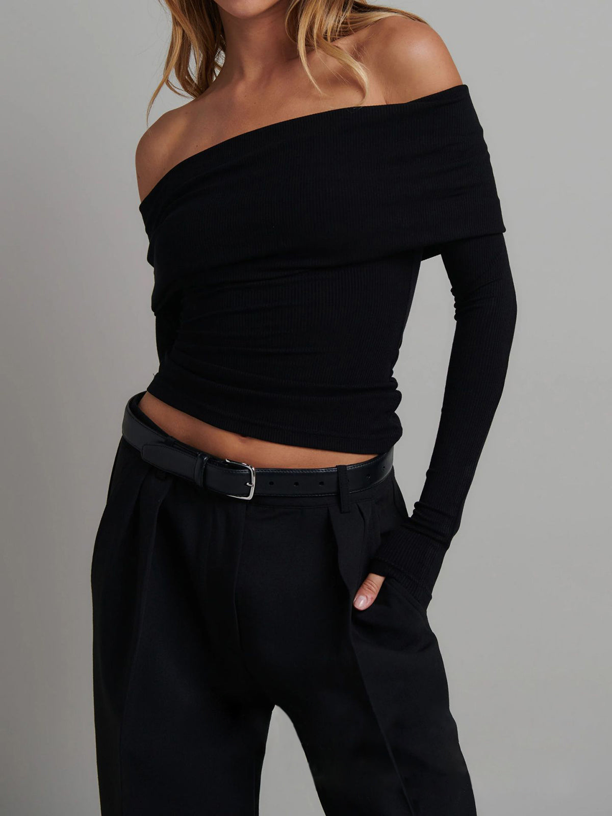 Off Shoulder Crop Shirt