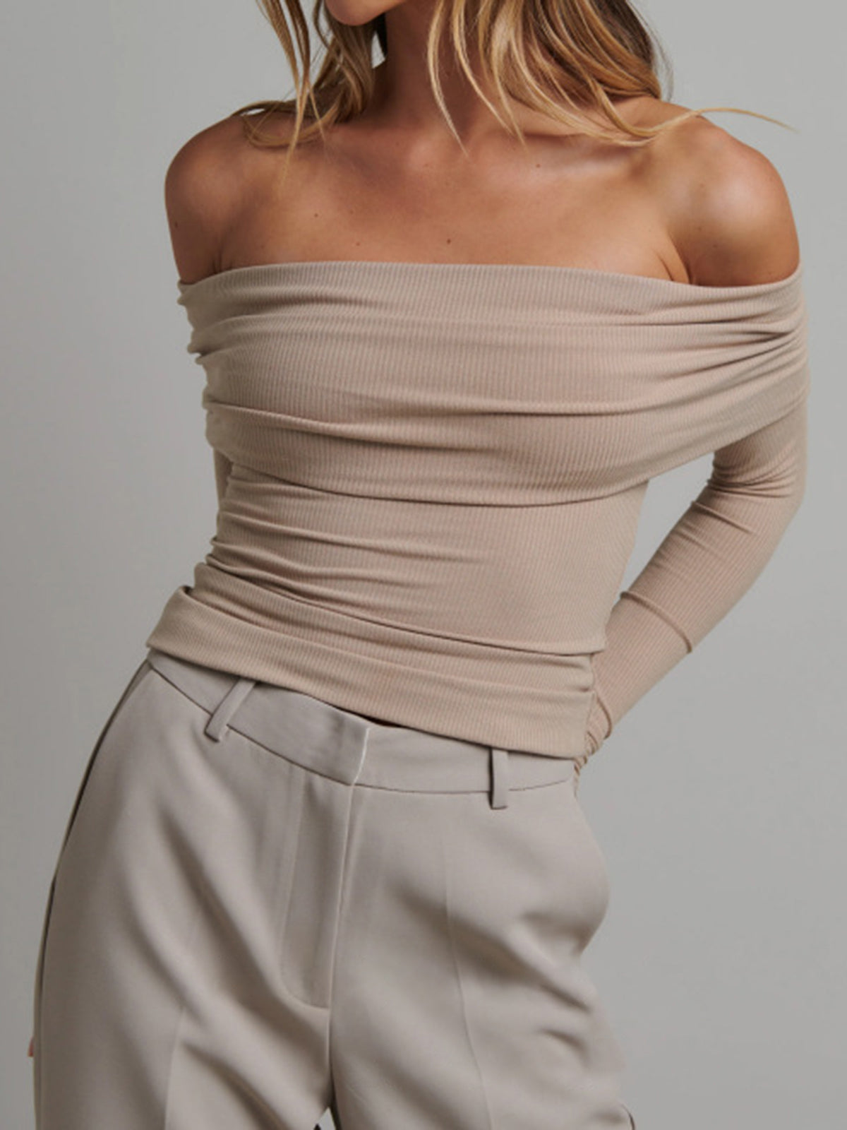 Off Shoulder Crop Shirt