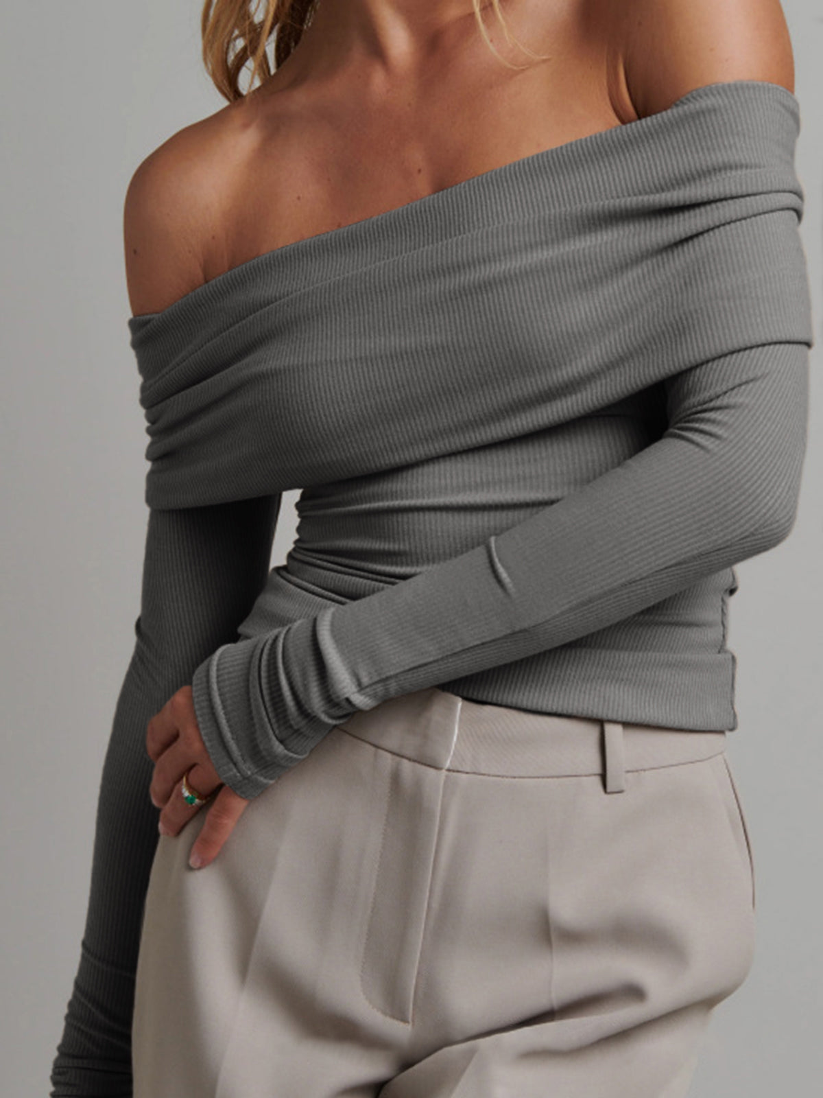 Off Shoulder Crop Shirt