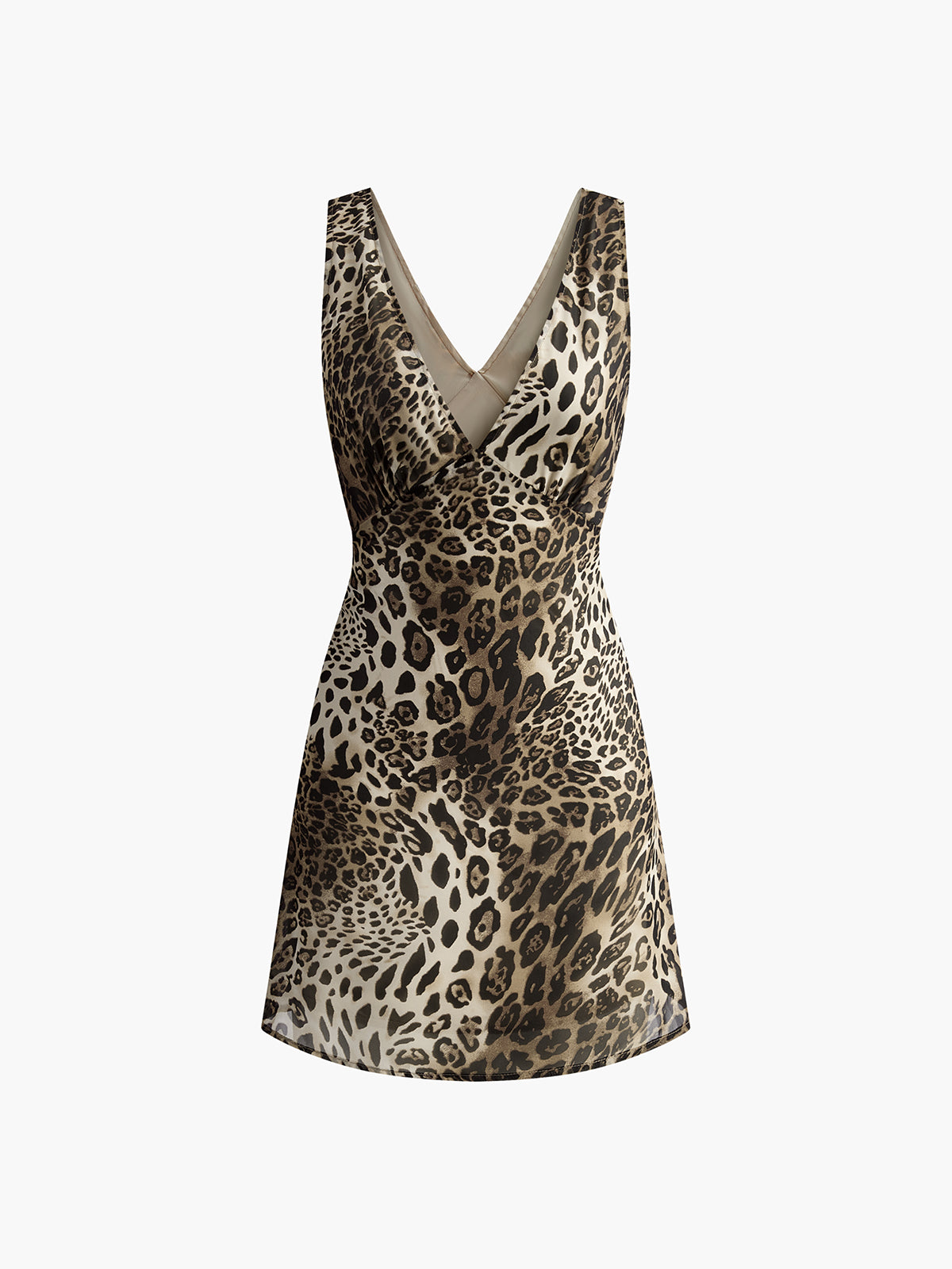 Vestido sin mangas con escote en V y estampado de leopardo 