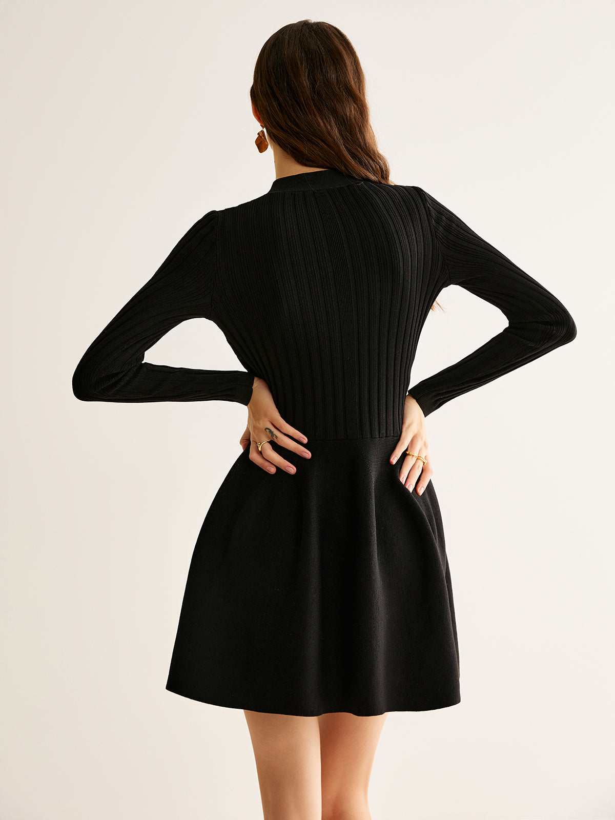 Breasted Flowy Sweater Short Dress