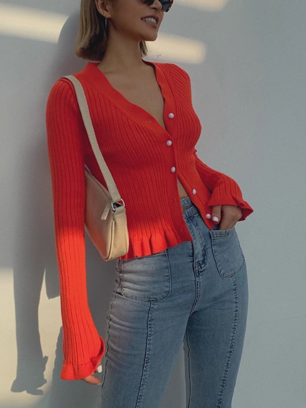 Ruffled Pearl Cardigan