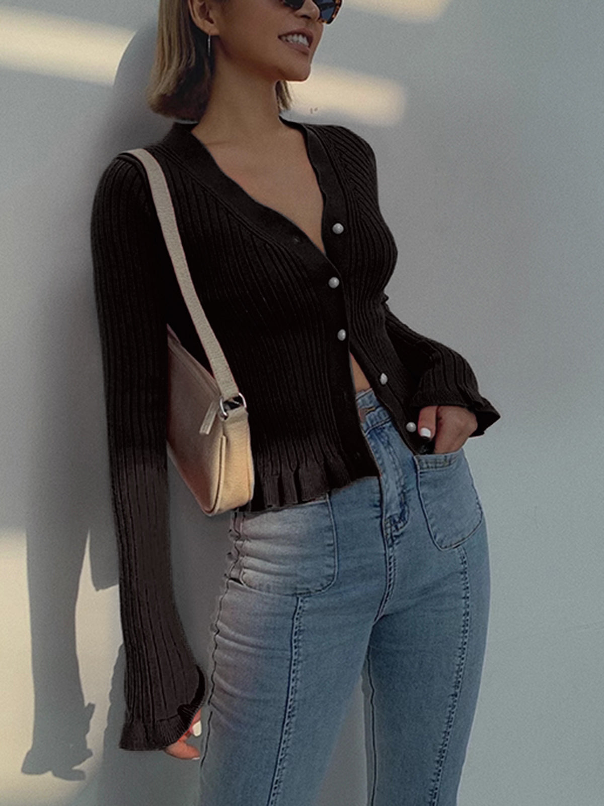 Ruffled Pearl Cardigan