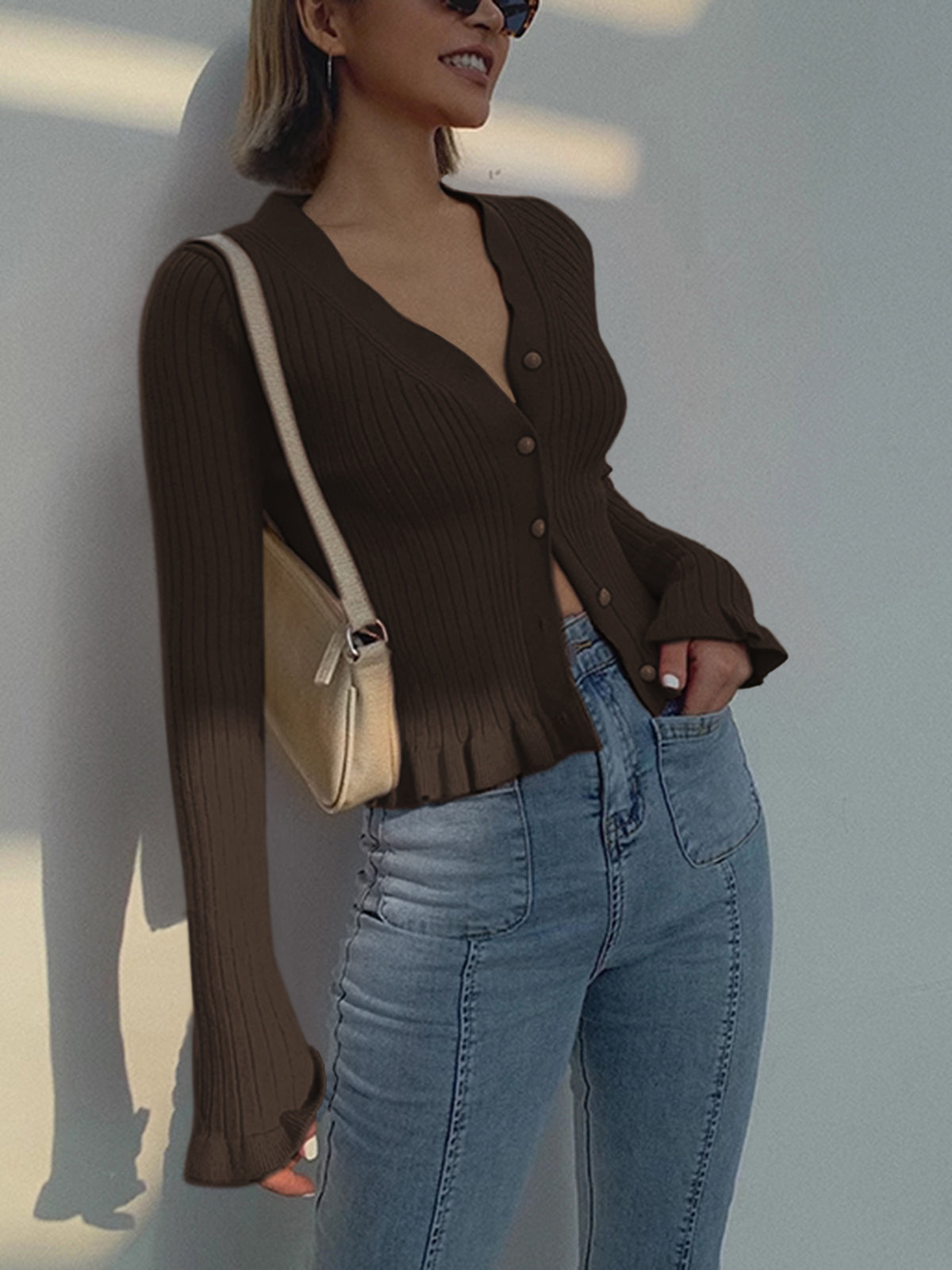 Ruffled Pearl Cardigan