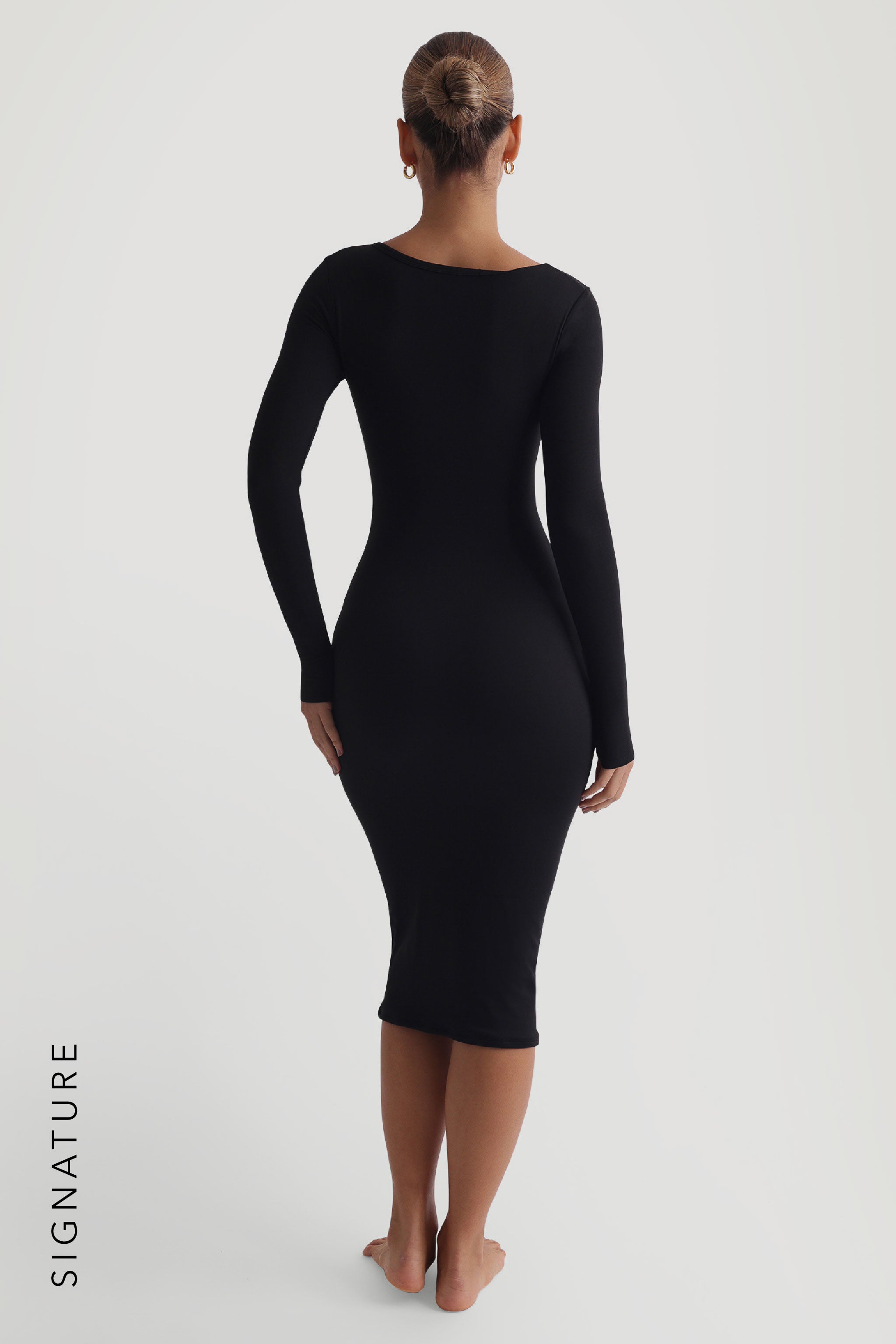 Black V-Shape Midi Dress