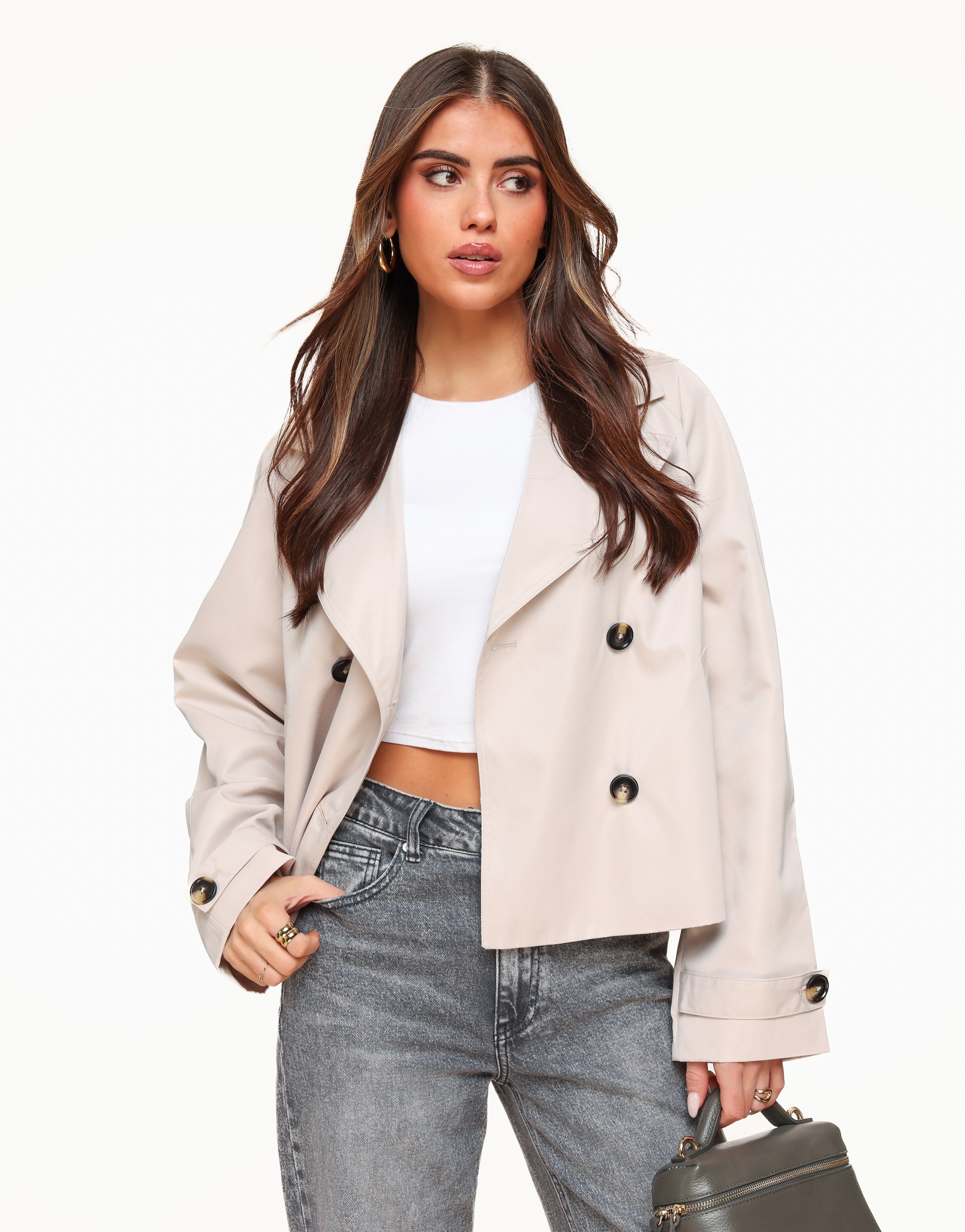 Short Trench Jacket Beige