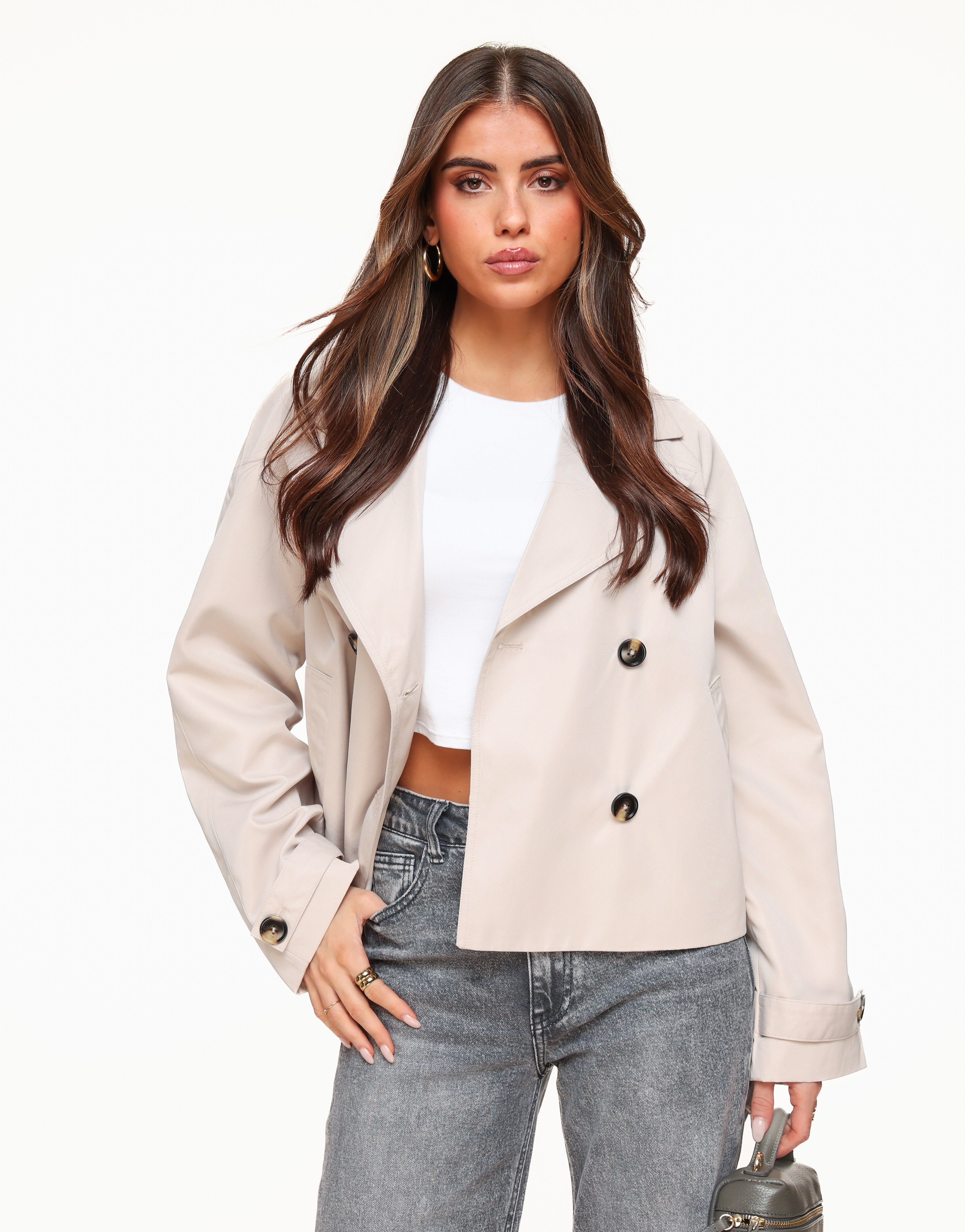 Short Trench Jacket Beige