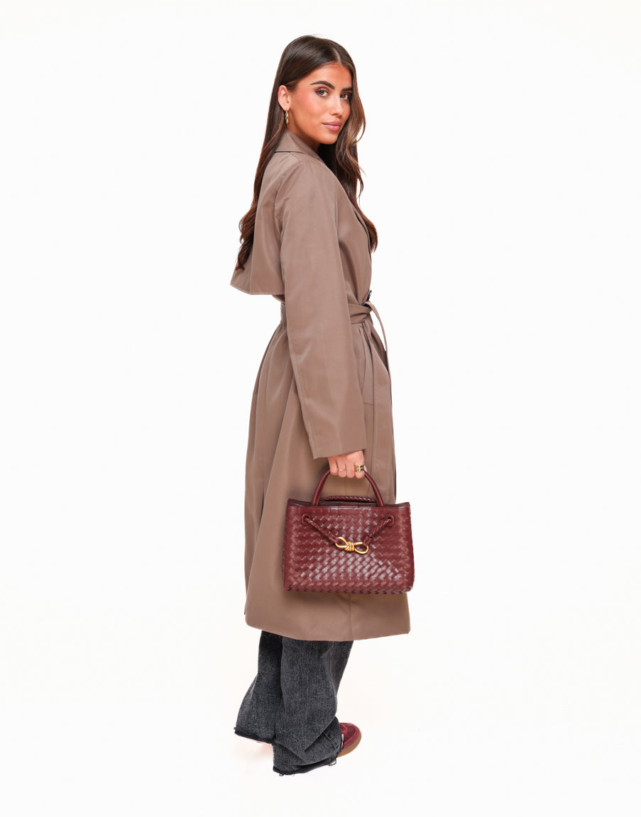 Taupe Long Trench Coat