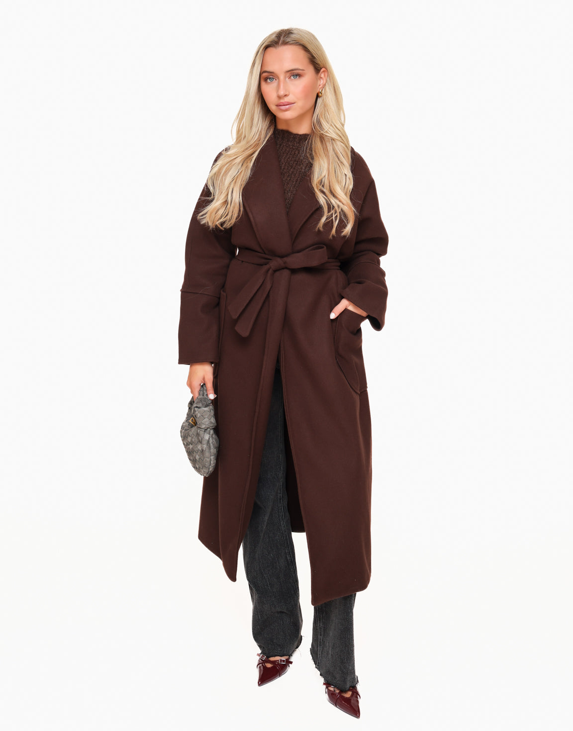 Dark Brown Oversized Long Thin Coat