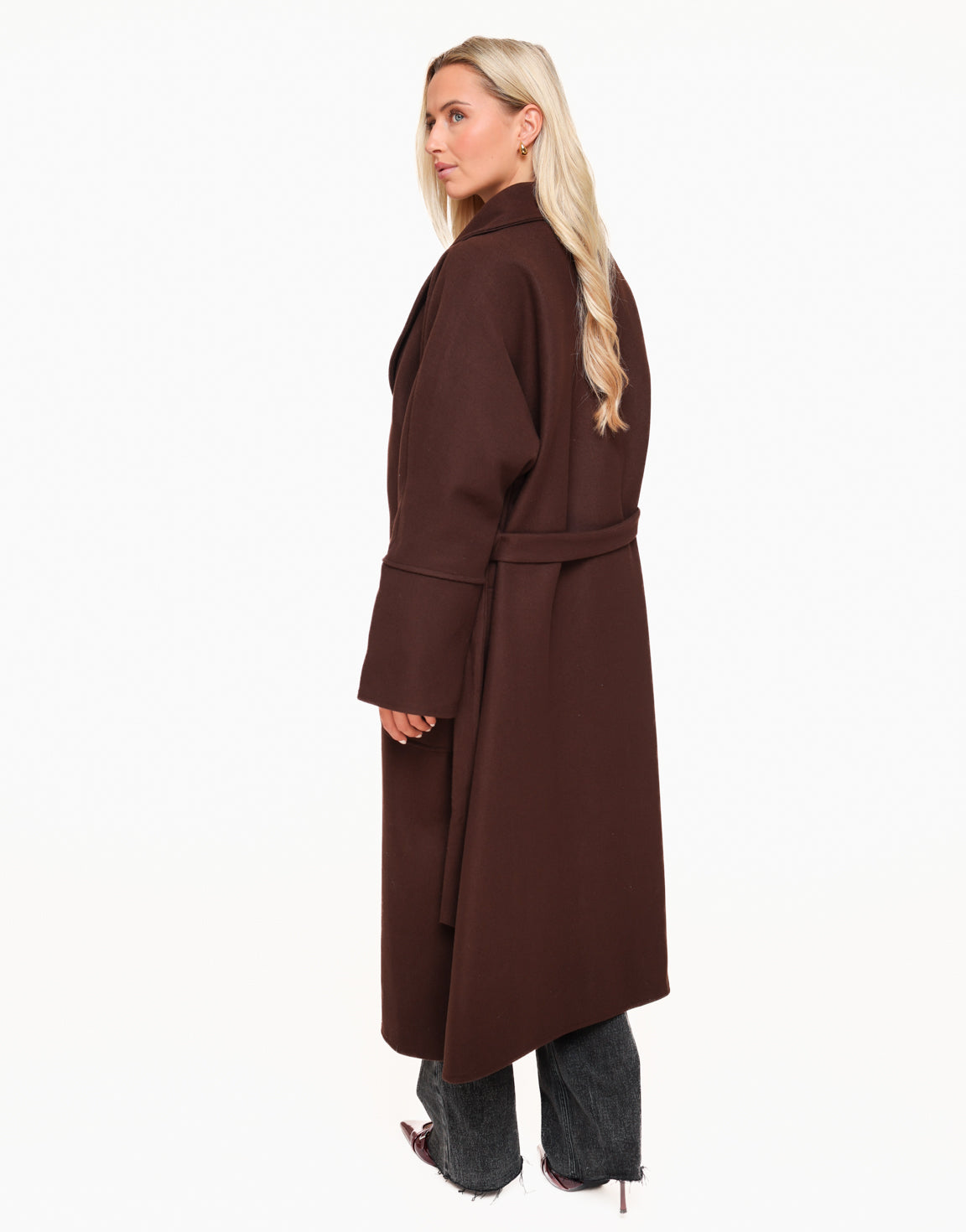 Dark Brown Oversized Long Thin Coat