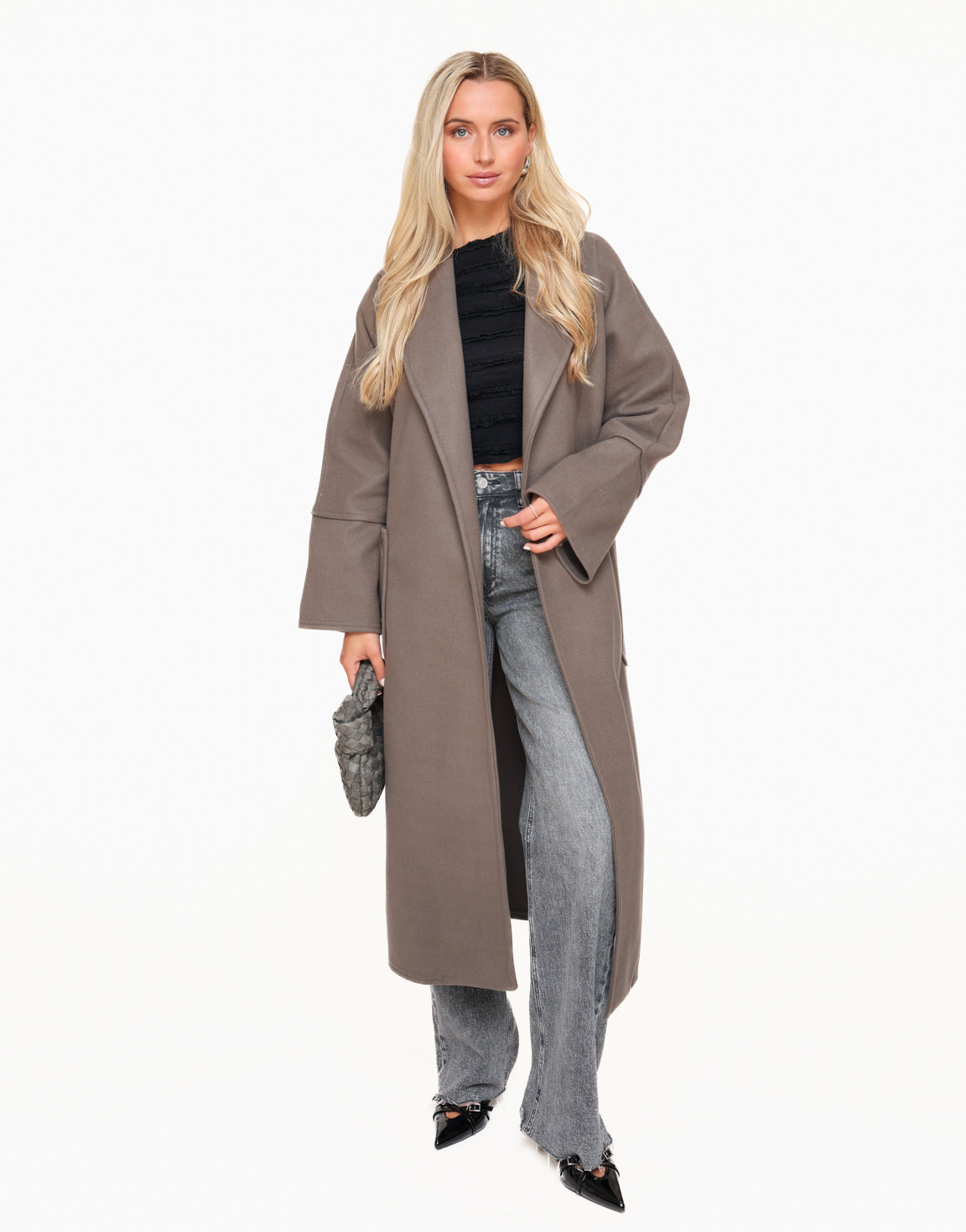 Dark Grey Oversized Long Thin Coat