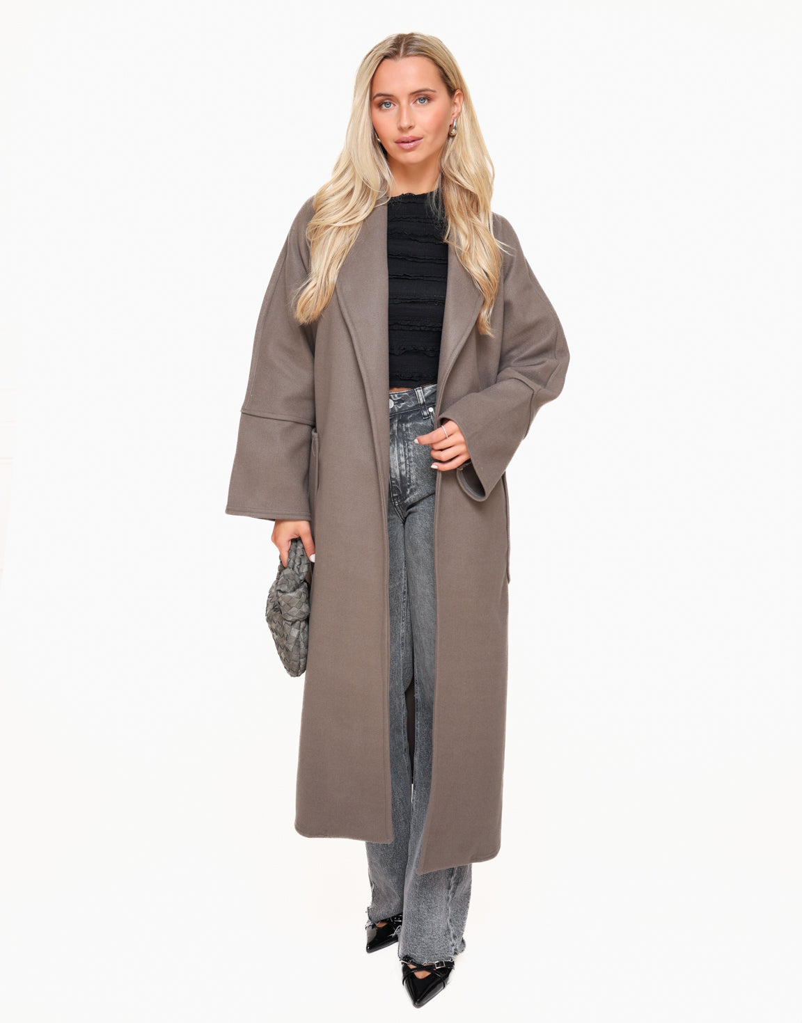 Dark Grey Oversized Long Thin Coat