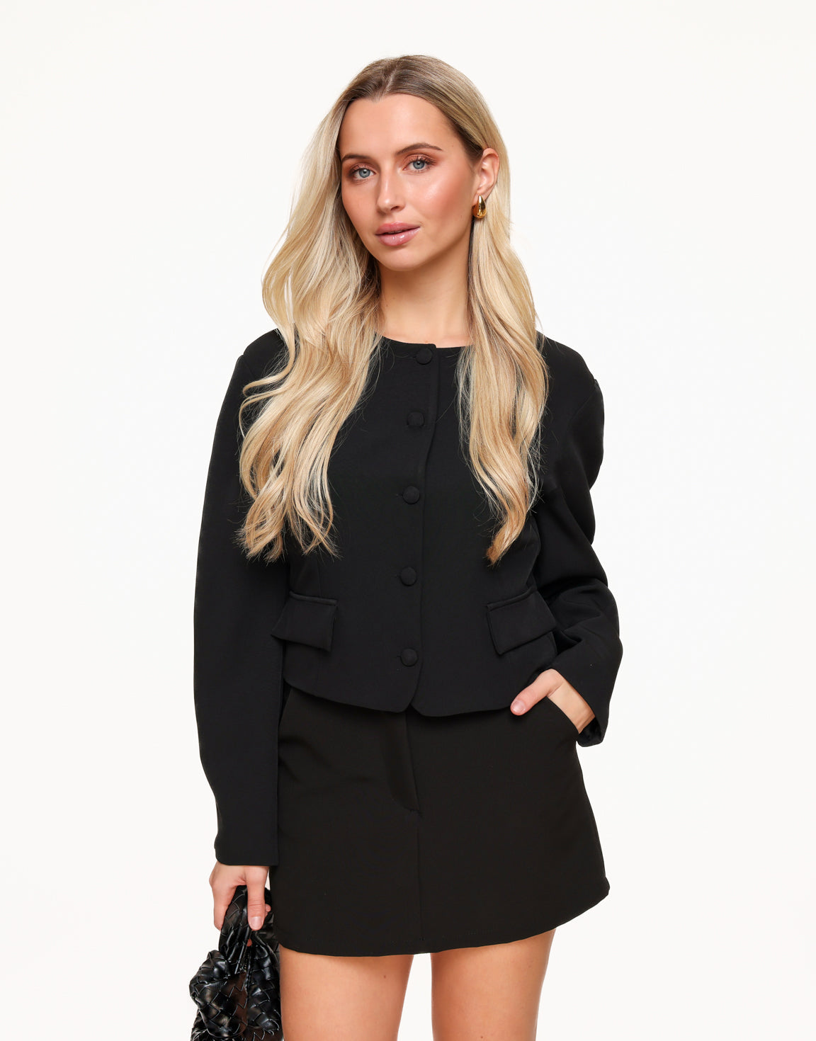Short Button Jacket Black