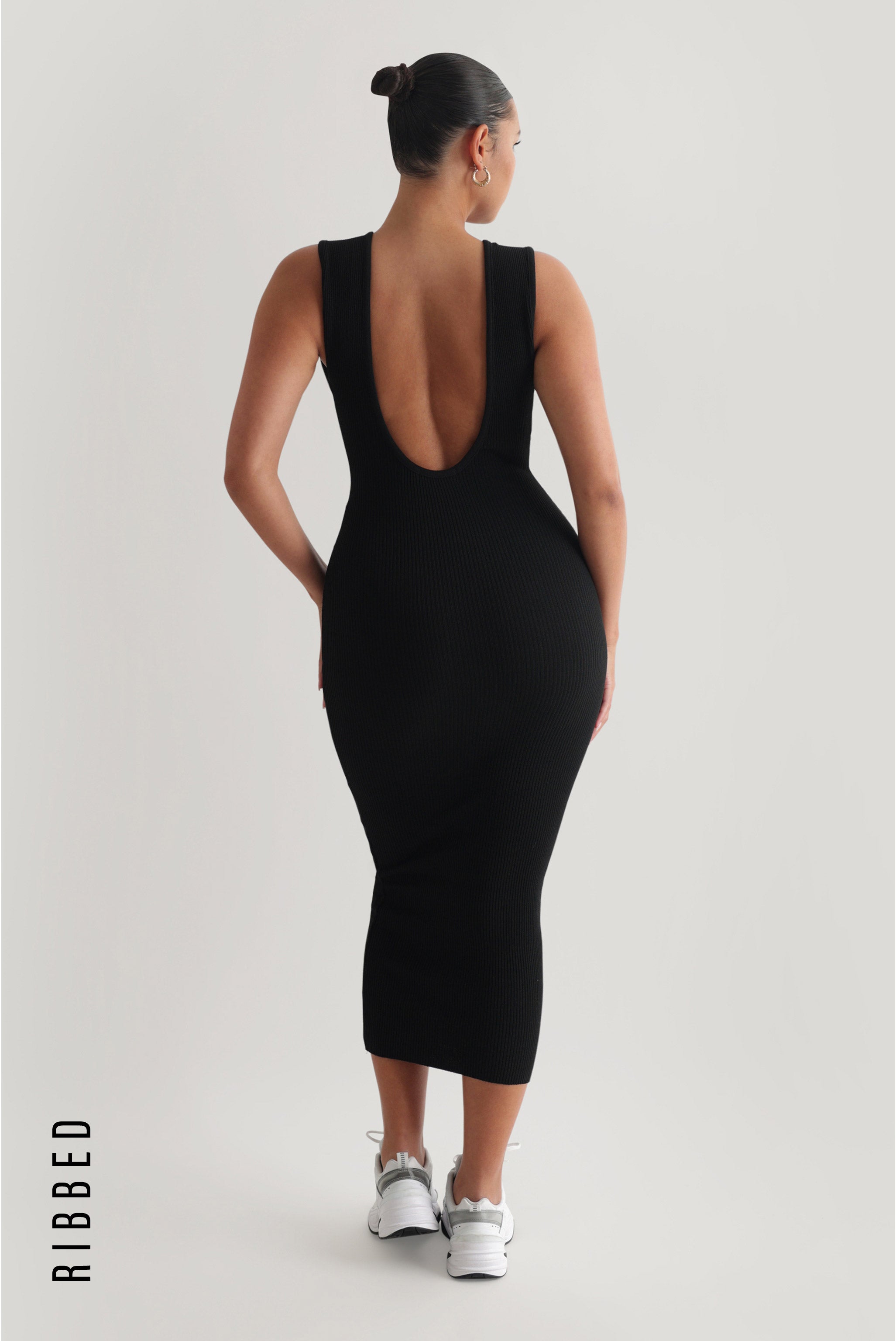 Black Venus Ribbed Maxi Dress