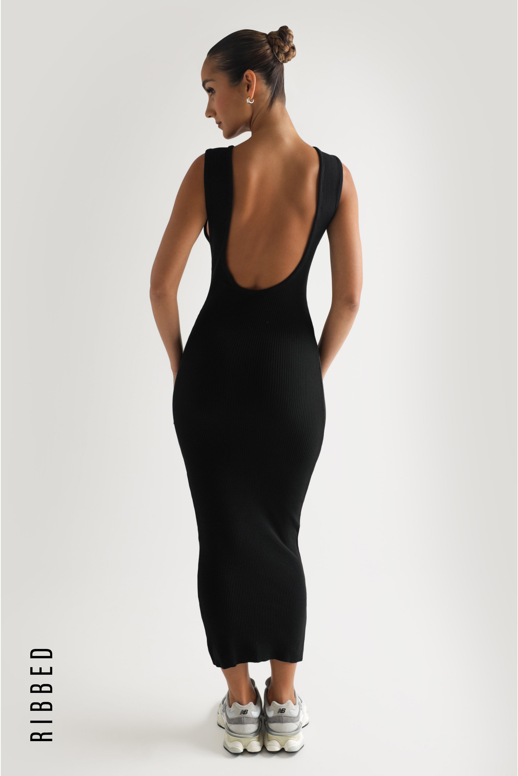 Black Venus Ribbed Maxi Dress