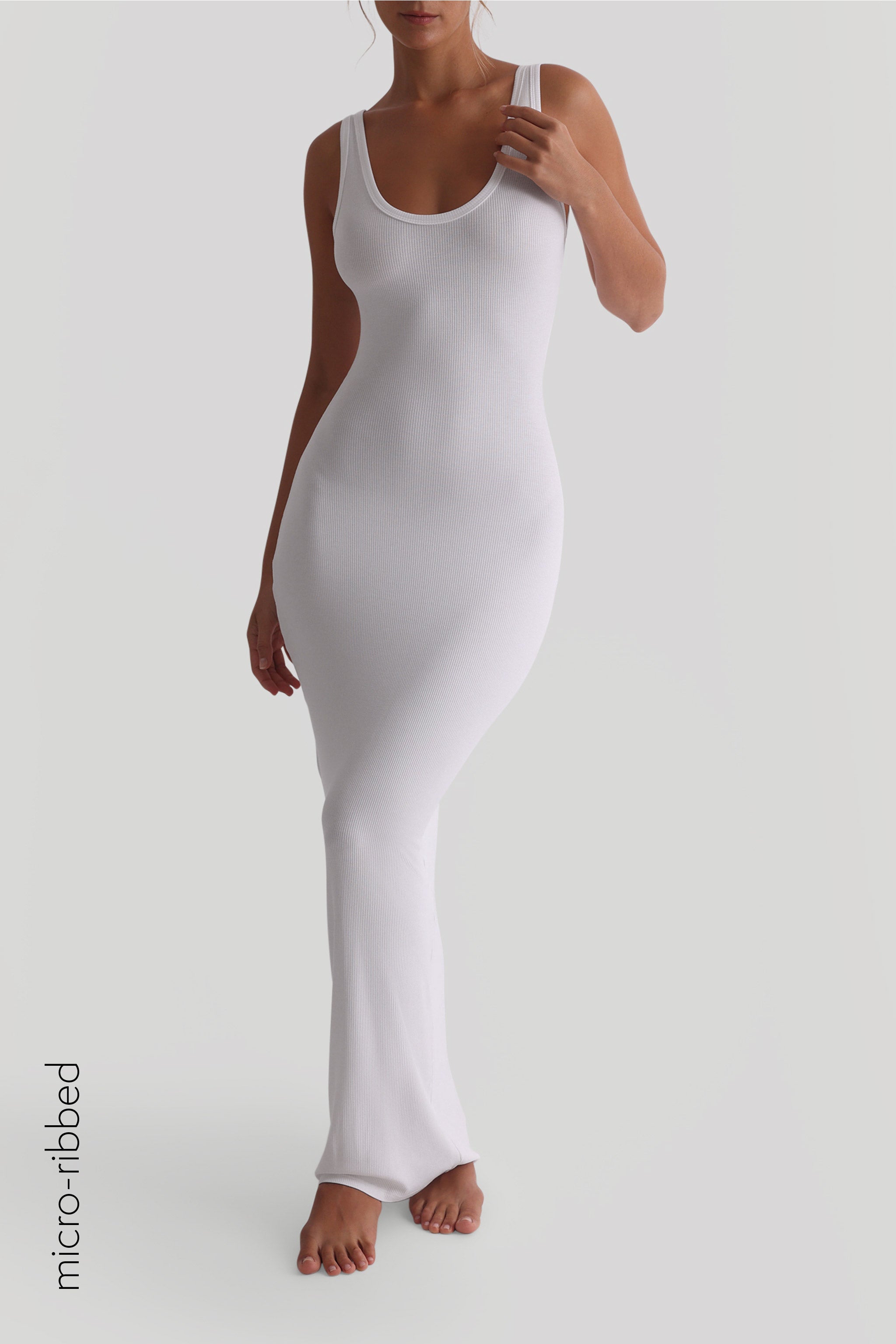 White Tank Micro-Ribbed Maxi Dress